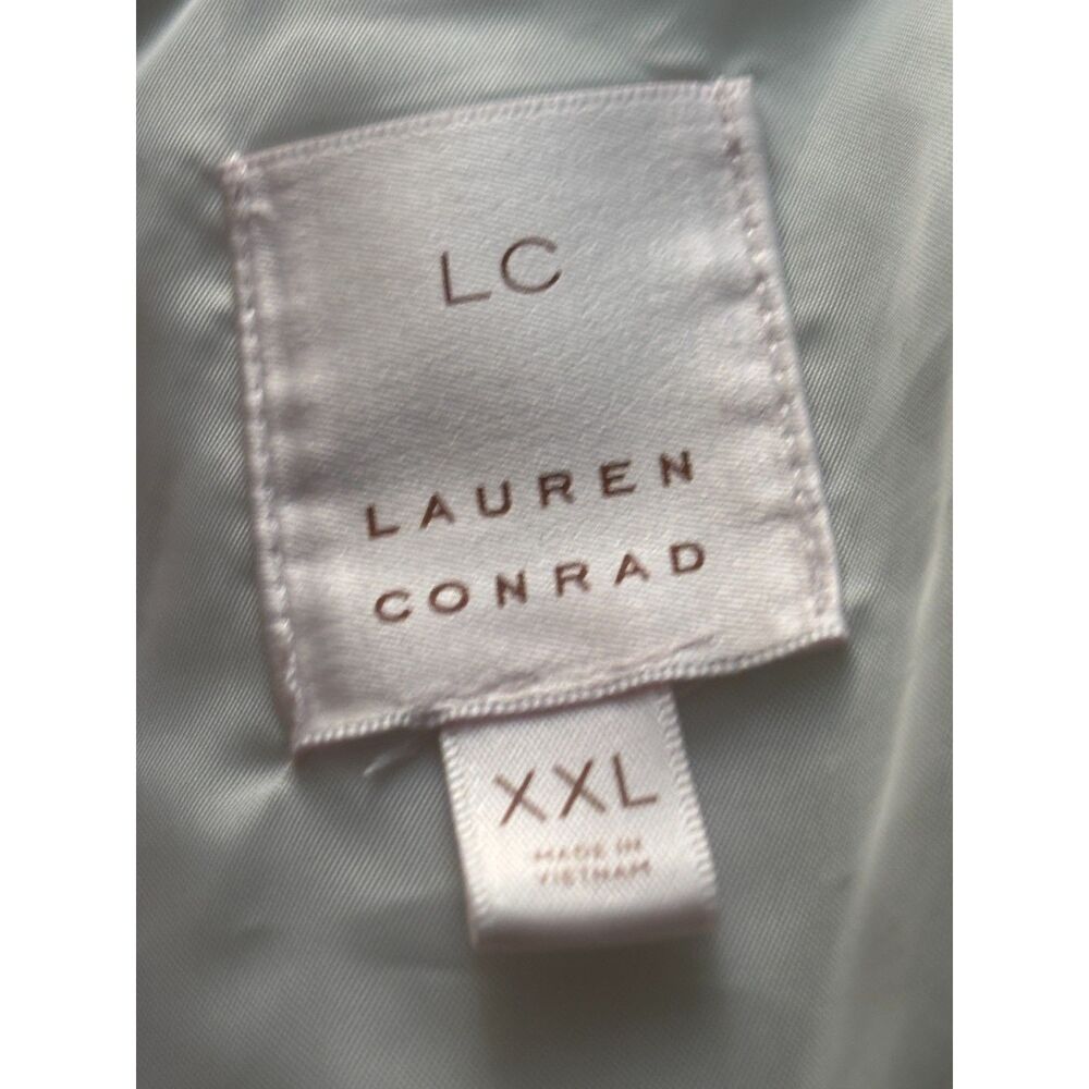 LC Lauren Conrad Ruched Sleeve Blazer Jacket Summer Novelty Print Plus Size XXL - Picture 14 of 16